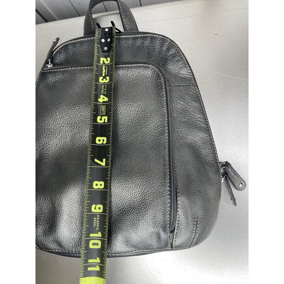 Tignanello Leather Y2K Backpack Purse Silver Adjustable Boho Bag - Picture 4 of 7